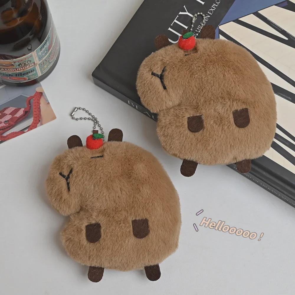 Adorable Capybara Plush Apple Doll Keychain - Cute Guinea Pig Pendant for Girls' Backpacks and Gifts