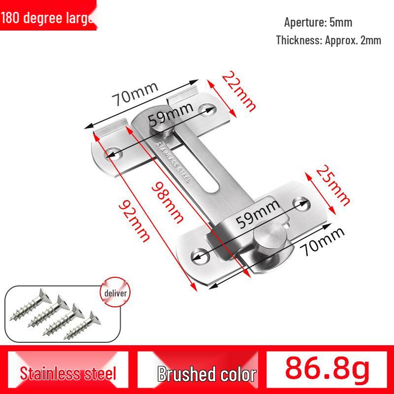 90° Anti-Theft Bathroom Sliding Door Latch Clasp with Old-Fashioned Hinge Bolt