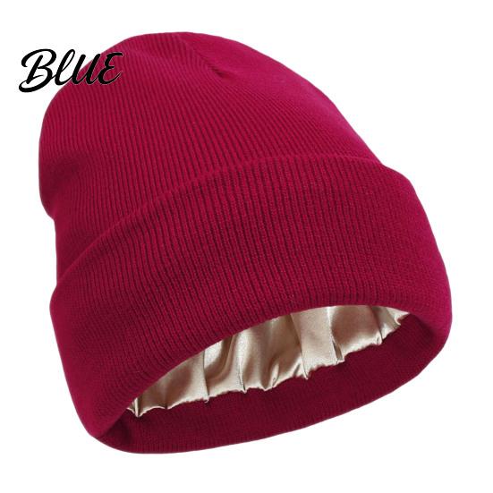 Comfortable Hiking Head Gear Satin Lined Knit Hat for Women Winter Warm Soft Beanies Fashion Stretchy Gift Friends in Frizz-free Hair Protection,