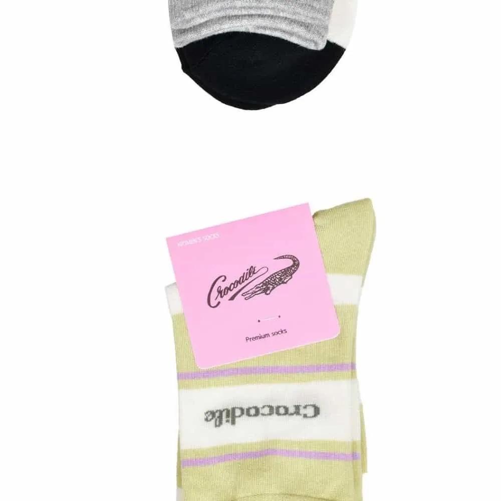 Crocodile ladies mid-calf socks high school socks women s socks women s white socks 24cm Random Shipping (5 Pairs)