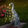 Solare Elefanten-Gartenstatue Niedlicher Harzelefant Bewässerungsleuchte Wasserdichte Outdoor-Lichterkette für Hof Terrasse Rasen Dekoration Geschenk für Elefantenliebhaber