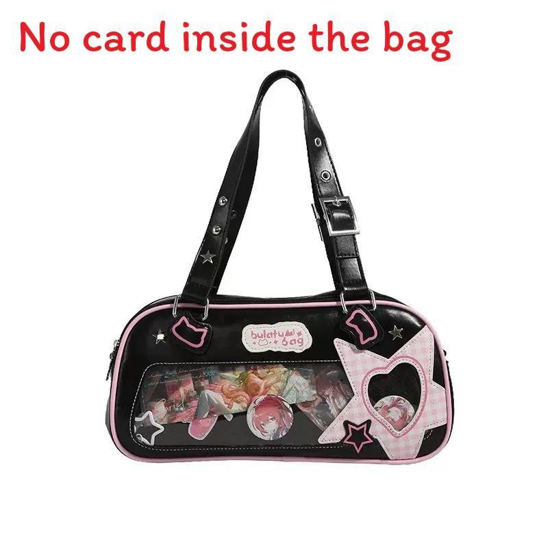 Star Letter Shoulder Bag With Adjustable Shoulder Strap Zipper Design Leather Pu