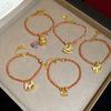 Chinese Horse Year Zodiac Horse Beads Bracelets Calabash Hand Jewelry Golden Pony Bracelet DIY Charm Adjustable
