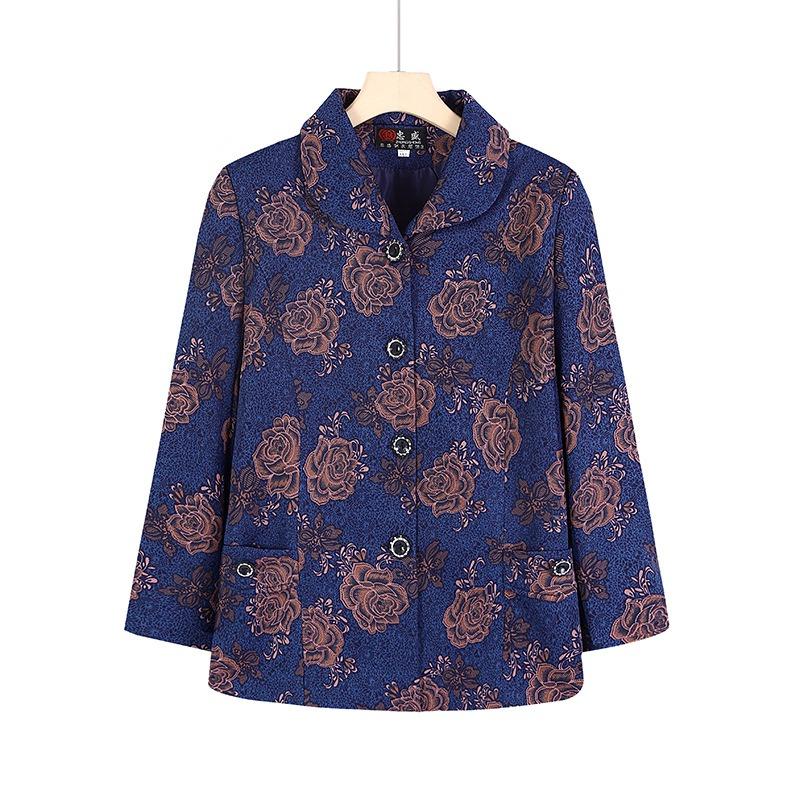 Autumn Women's Top with Lining, Year 0 Thin Coat, Old Lady Lapel Gown