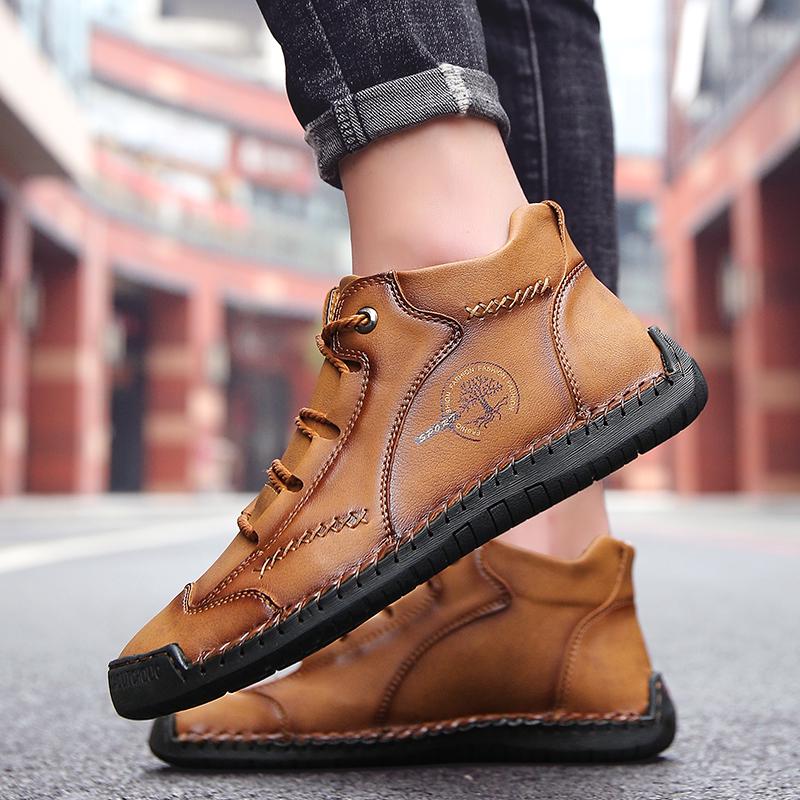 38-48 Men's High-top Large Size Casual Shoes Fashion Retro Casual Leather Boots