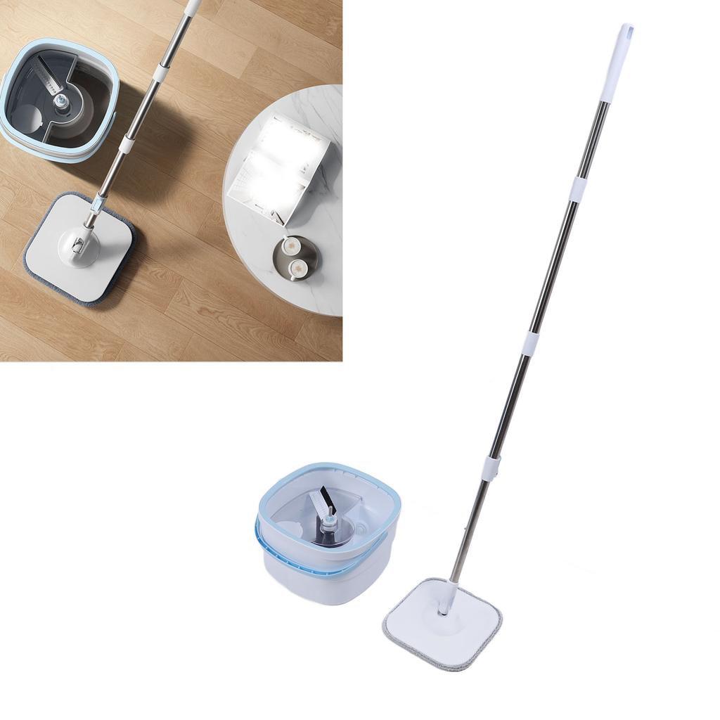 Spin Mop Bucket with Self Separation Dirty and Clean Water System Self Wringing 360 Degree Rotating Square Mop Head for Hardwood Tile Marble Floors