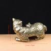 Brass Cat Catching Mouse Creative Home Decor Ornament Vintage Metal Cute Animal Tea Pet Table Placing Miniature Figurines