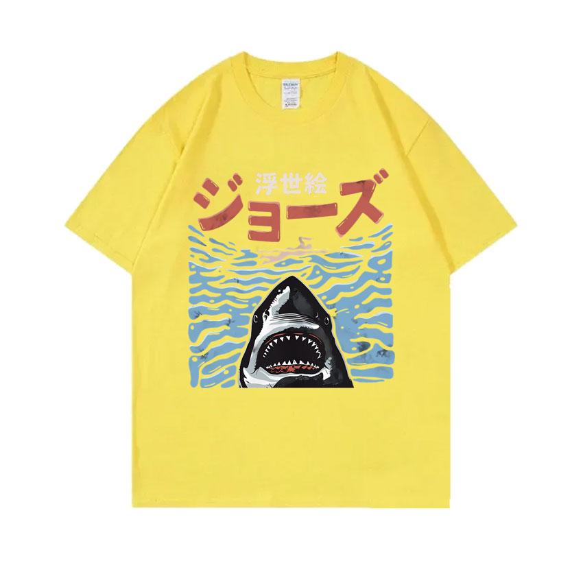 Japanese Vintage Shark Week Funny Meme Tshirt Men Women Fashion Casual Oversized T Shirts Men's Pure Cotton Short Sleeve T-shirt