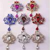 Fashion Females Glass Teardrop Pendant Gorgeous Flower Shape Large Drop Brooch Pin