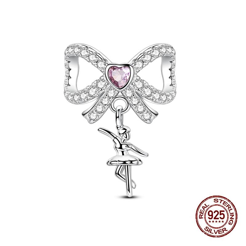 New Copper Pink Cross Bow Girl Heart Pendant Charms Fit 3Mm Original Bracelet Necklace Womens Fine Diy Jewelry Gifts