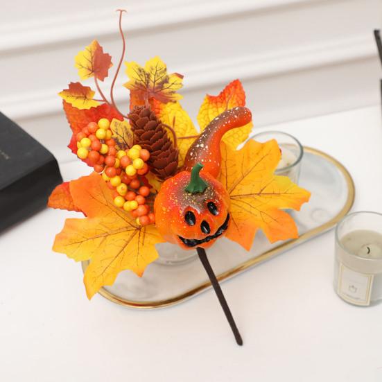 Fake Maple Leaf Long Lasting Easy To Maintain Artificial Pumpkins Maple Leaf for Harvest Thanksgiving Halloween Parties