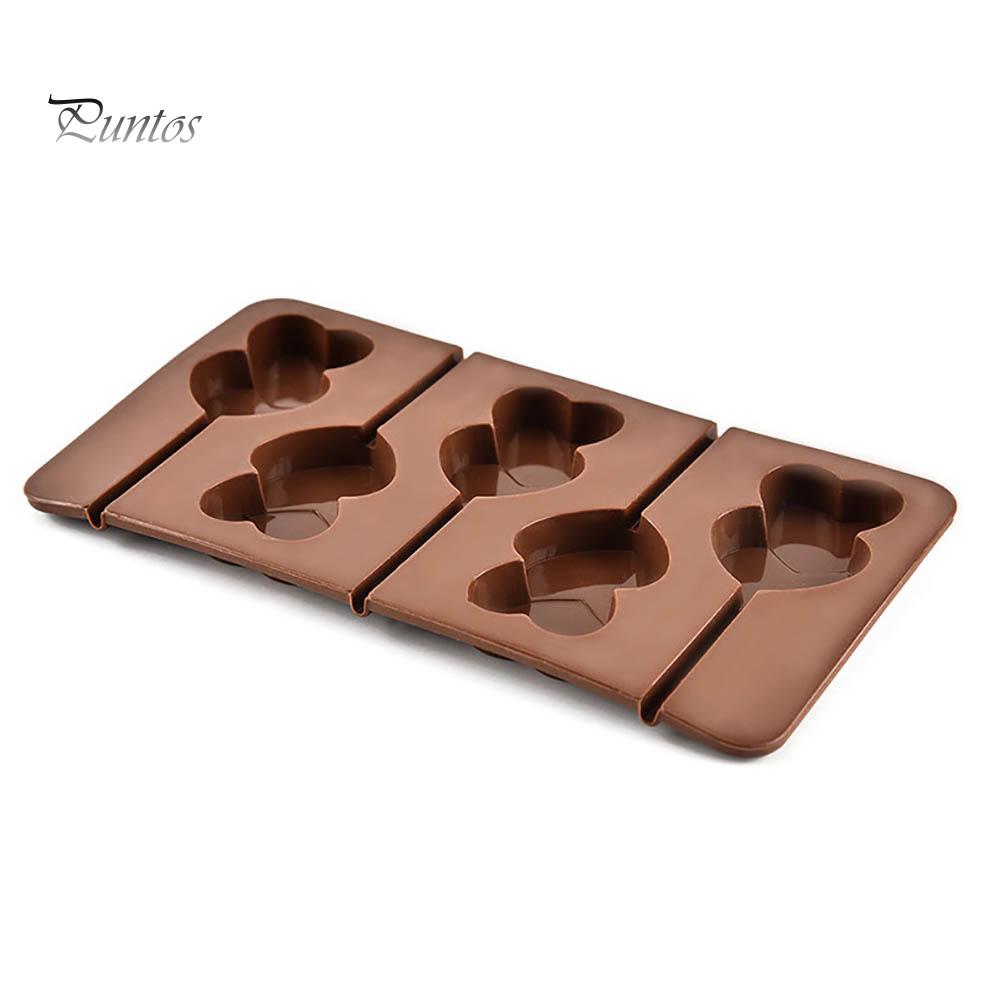 Puntos Silicone 5 Grid Double Heart Shaped Non Stick Lolly Chocolate Cookie Candy Mold