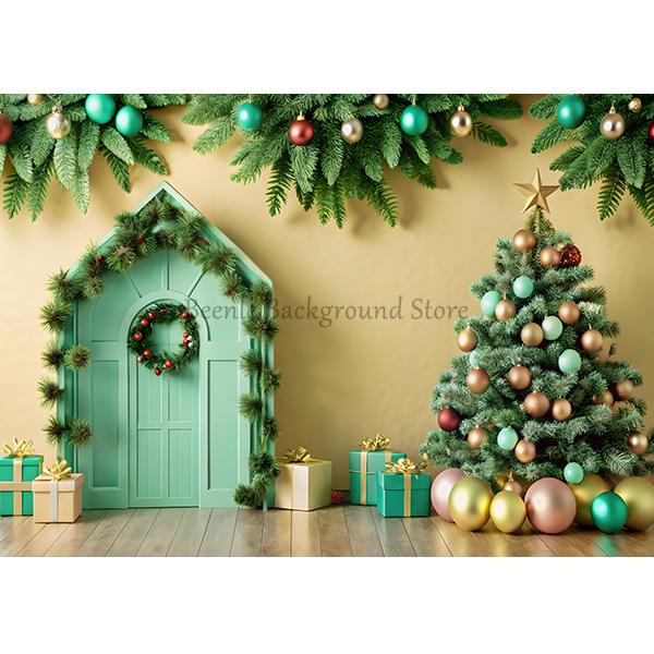 Beenle Christmas Photography Backdrop Xmas Tree Fireplace Gifts Family Party Decor Kids Portrait Background Decor Photo Studio