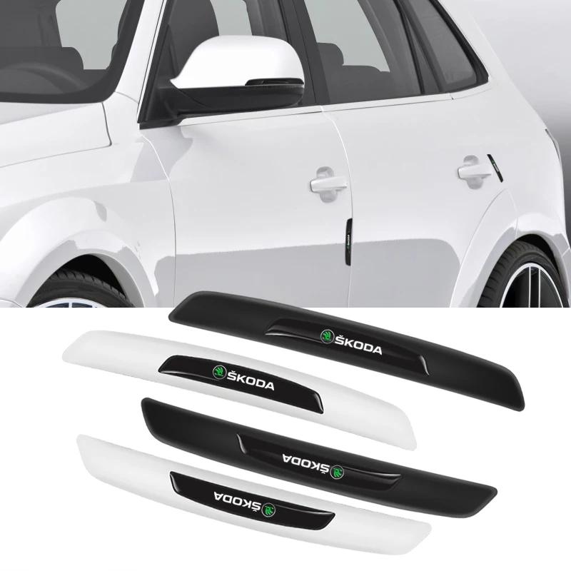 Car Sticker 4Pcs Rubber Anti Collision Strip Car Door Rearview Mirror Protector Stickers For Skoda Mk3 Yeti Kamiq Kodiaq Karoq O Ulnm83