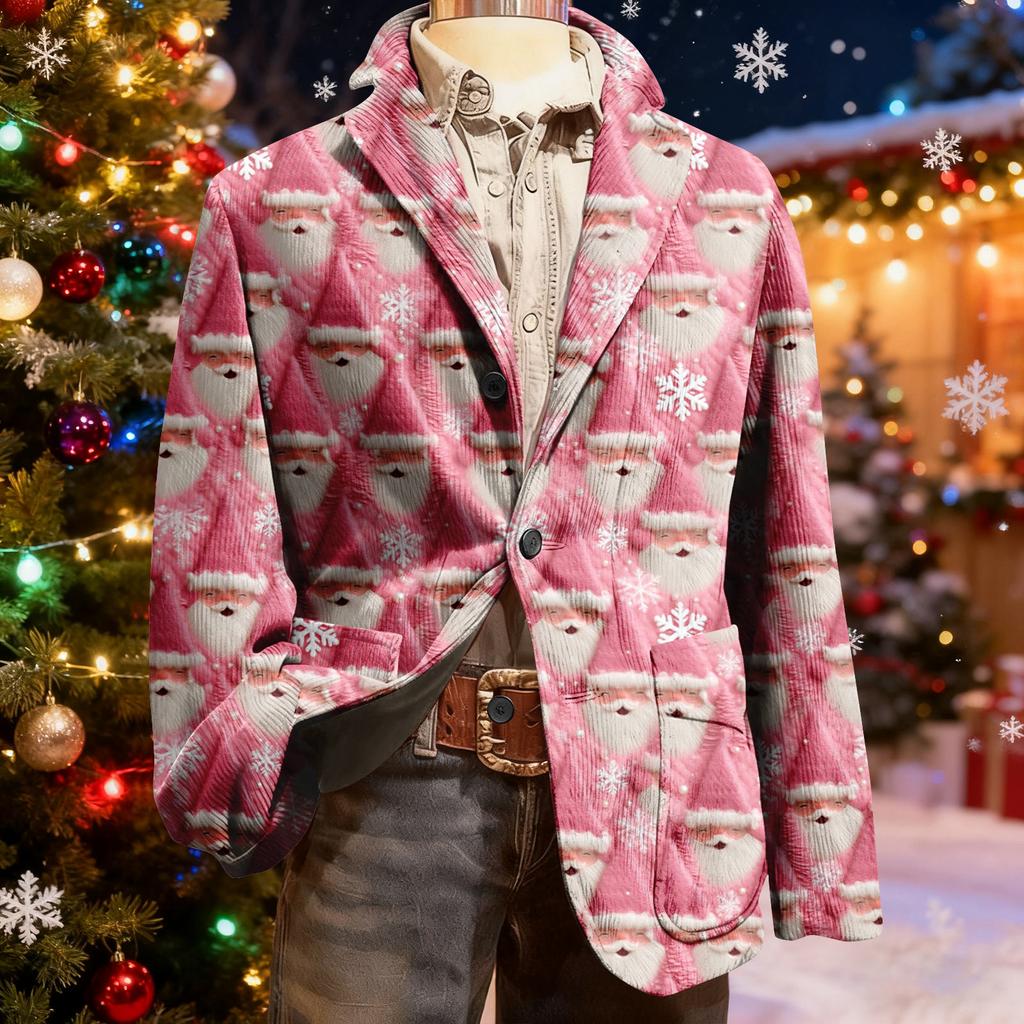 Herren Hässlicher Weihnachten Kord Warmtaschen Anzugjacke Strickjacke Herren Freizeitanzug