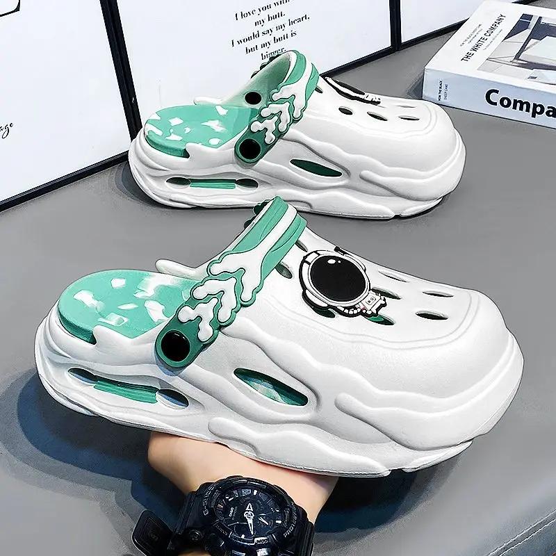 Hole Men's Shoe Platform Beach Rubber Mascullino Slides Y2k Comfortable Designer Luxury Original 2025 Style Male Slipper