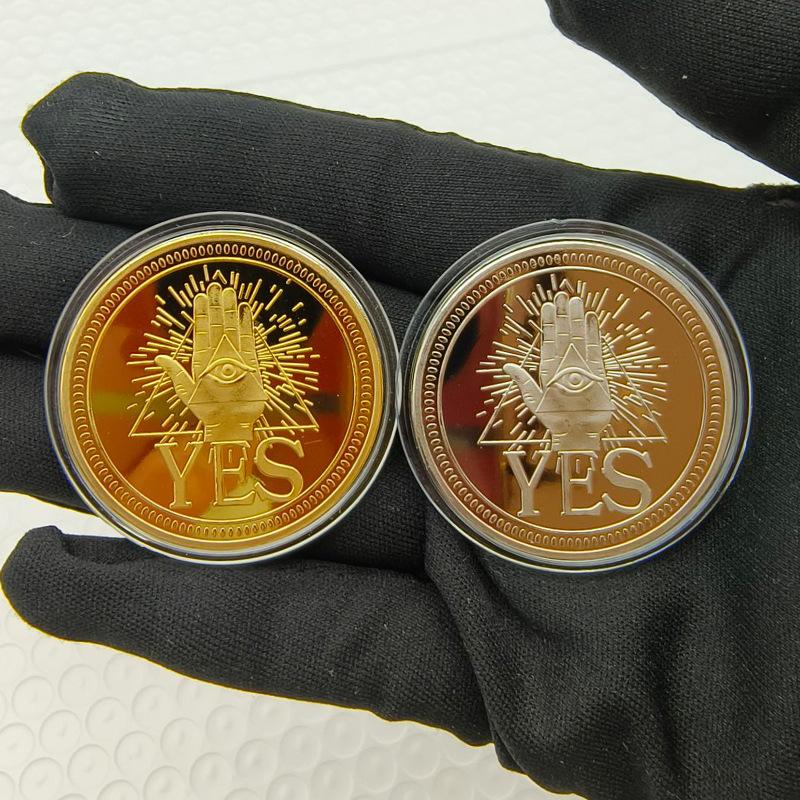 1Pcs Souvenir Commemorative Coin Yes Or No Prediction Decision Coin Ouija All-Seeing Eye Or Death Gothic Copper Plated Coin
