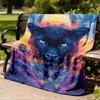 1pc Panther Art Print Throw Blanket Polyester Fiber, Lightweight Flannel, Soft & Warm, All Season Use for Outdoor, Camping Digital Print