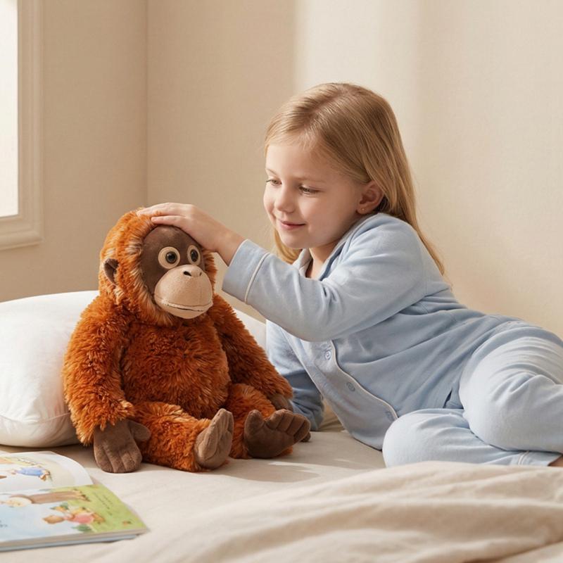 Like Real Zoo Animal Monkey Plush Toy Stuffed Orangutan Chimpanzee Long Fur Fluffy Plushie Companion Man Gift