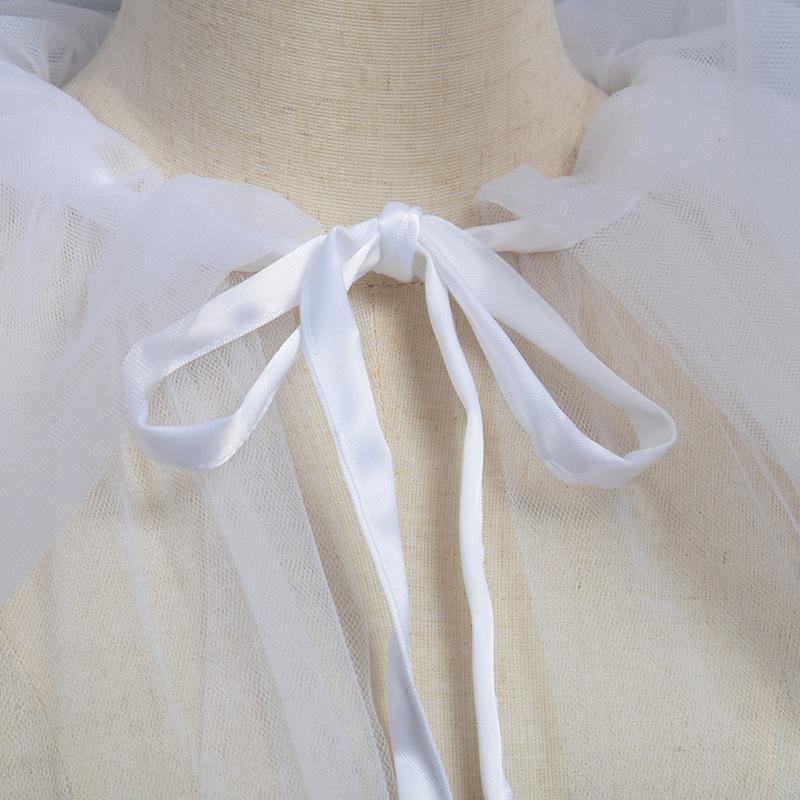 Women Men Mesh Hooded Cape Cloak Top Robe Bridal Party Fancy Dress Wedding