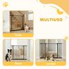 Extendable Dog Gate Up To 147 Cm with Screws and Wide Opening, Metal and Plastic, 76 Cm High, Black