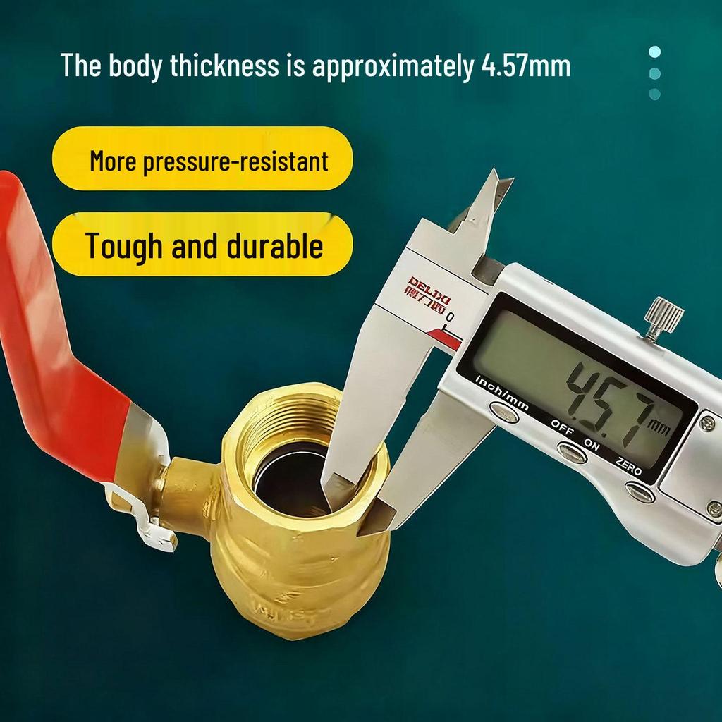 Brass Double Female Thread Ball Valve with Long Handle, Thickened for Water Heating, Available In Sizes: DN25, DN32, DN40, DN50.