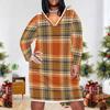 Women Plus Size V Neck Long Sleeve Printed Polka Dot Straight Dress