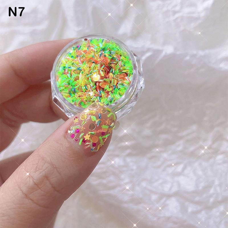 Eine Box Glitzernder Stern Macaron Nägel Pailletten Helle Pailletten Scheiben DIY Charme Flakes Dekor Zubehör Pailletten