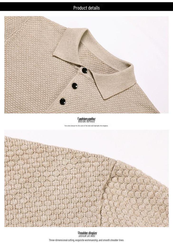 Men's 2025 Autumn Pineapple Knit Polo Sweater - Business Casual Versatile Lapel Base Layer