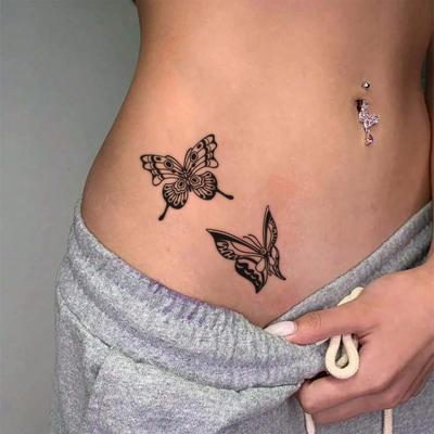 Butterfly Tattoo Sticker Ins High Value Waterproof Long-Lasting Waist Belly Sexy Babes Temporary Tattoo Sticker