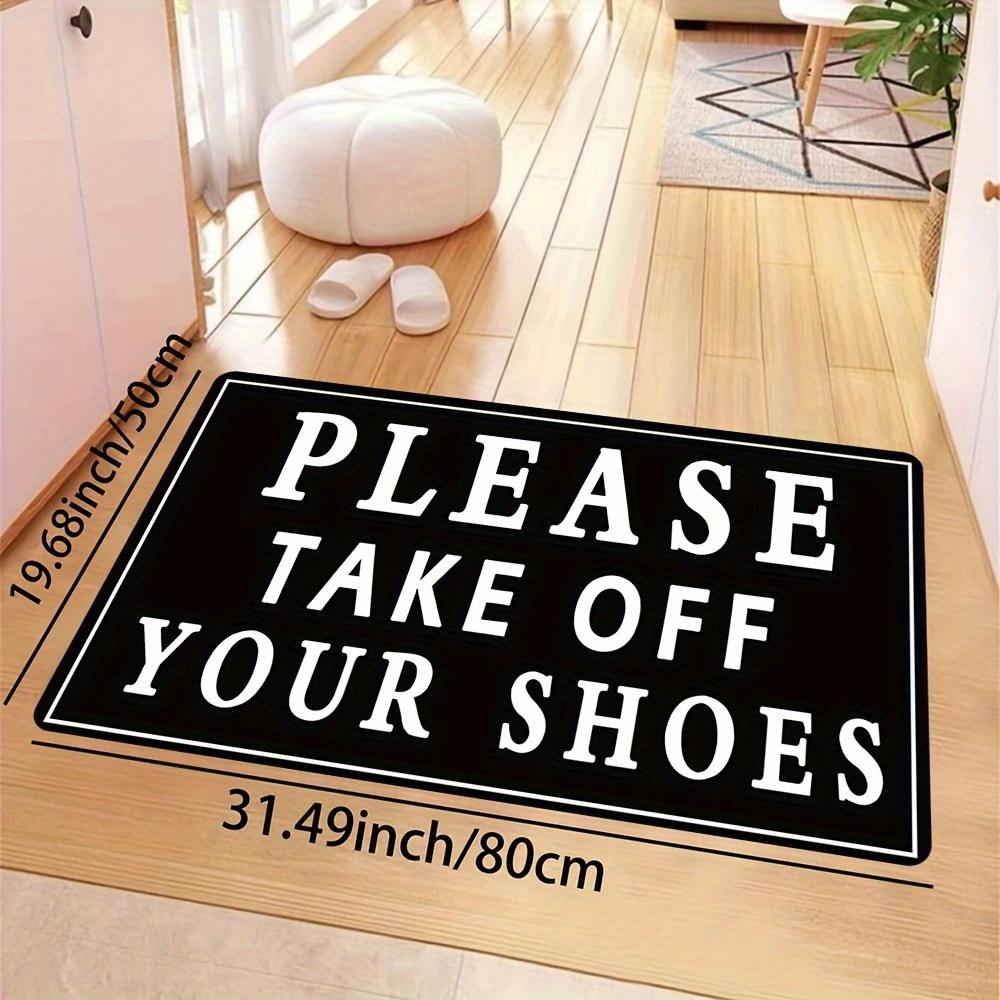 Please Remove Shoes Doormat - Black Non-Slip  Rug for Living Room Bedroom Game Room, Easy Clean Floor Mat Entryway Decor