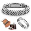 Silver Men' Bracelet Titanium Double Italian Diamond Plated