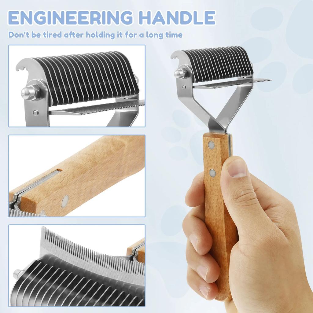 3 in 1 Pet Detangler Brush Efficient Dogs Cats Deshedding Brush Multifunction Pet Grooming Shedding Tool Undercoat Shedding Rake