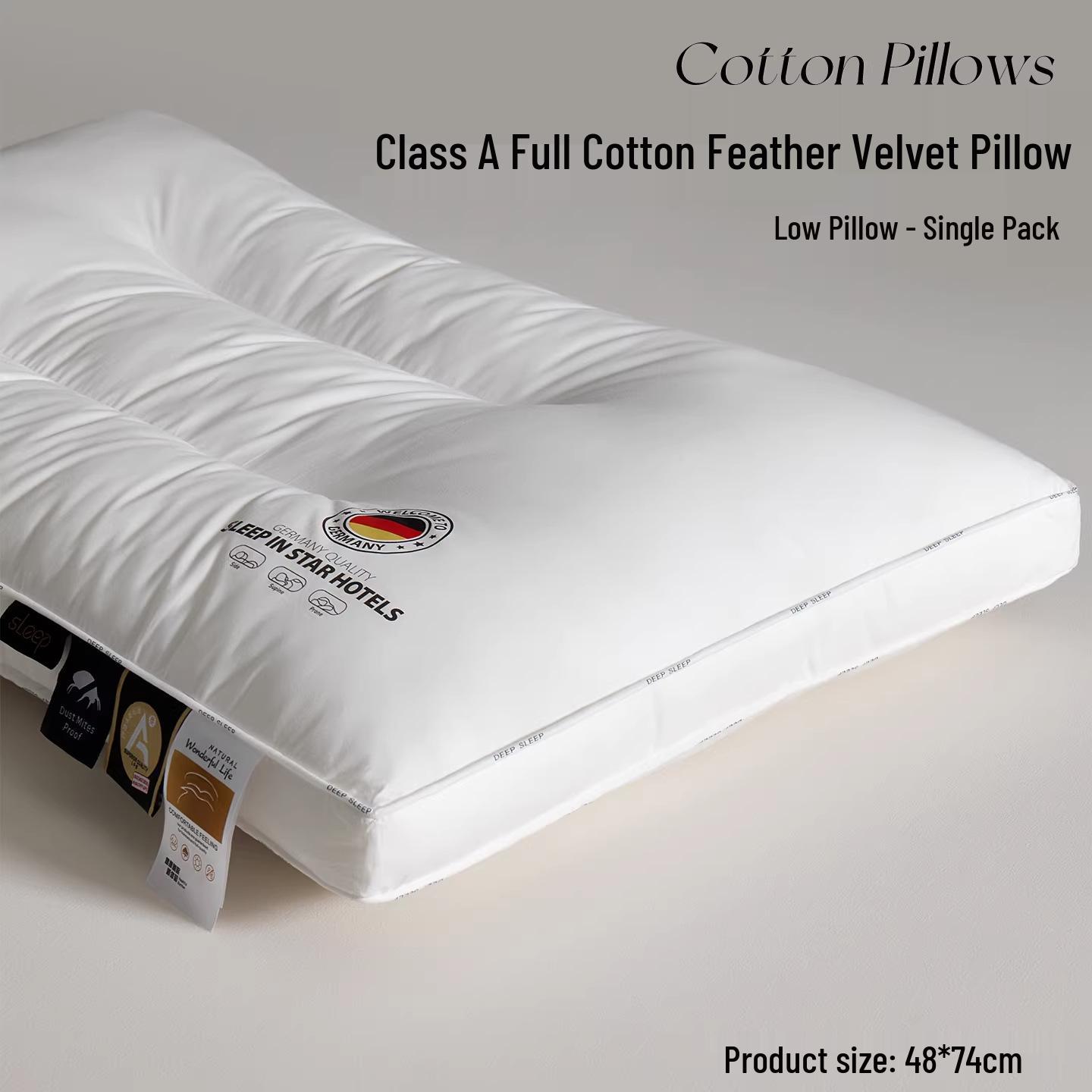Pure Cotton Neck Support Pillow for Sleep Aid - Star Hotel Quality 48x74cm