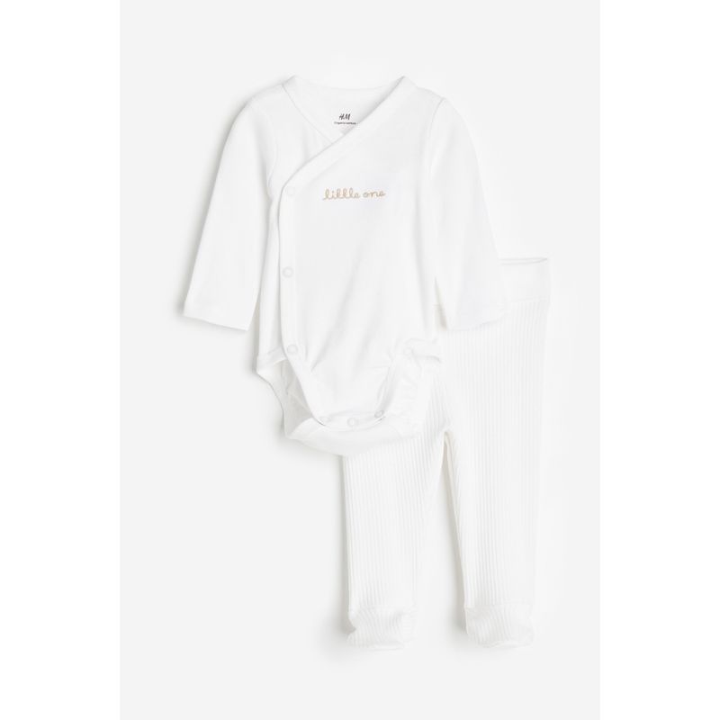 

HM Children s Clothing Baby Boy Baby Girl Suit 2-Piece Autumn Cotton Long-Sleeve Jumpsuit Leggings 1195525 White/Little One 66/44