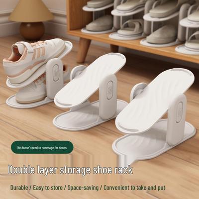 Adjustable Double-Layer Stackable Shoe Rack for Space-Saving Storage