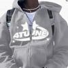 PlusSize Clothes Star Letter Print Retro Oversized Hoodie Women Y2K Street Hip-Hop Color Harajuku Casual Zipper Women Sweatshirt
