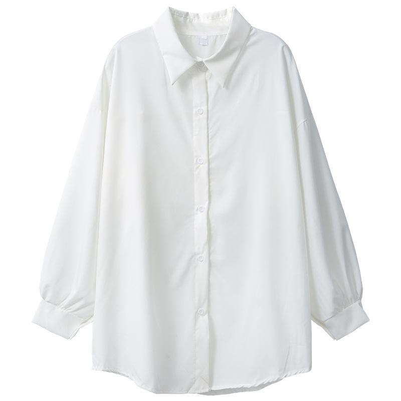 Cămașă de damă ocazională Confortabilă și versatilă Cămașă de soare din mătase de gheață Cămașă de soare din șifon, albă, subțire, largi, cardigan, temperament elegant, top de modă
