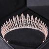 Rose Gold Crystal Bridal Tiaras and Crowns for Women Bride Rhinestone Prom Diadem Headband Bridal Wedding Hair Accessories Crown