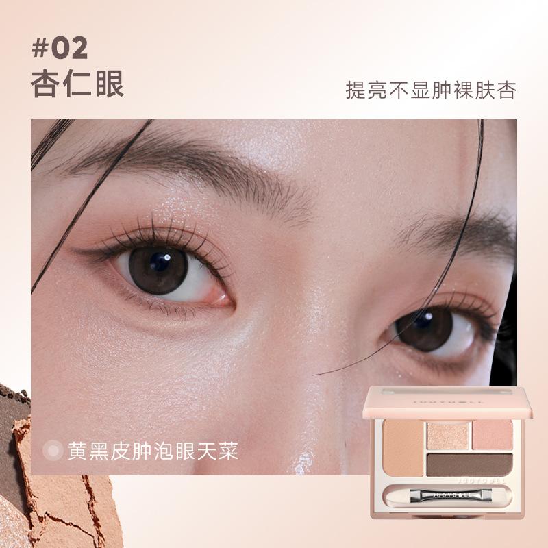 Judydoll 4 Kleuren Oogschaduw Palet Blush Eyeliner Oogschaduw Highlight Contour Palet Zijderups Plaat Gezicht Oplichten Make-up gray