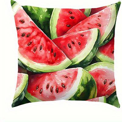 Sweet Watermelon Slices Pattern Doublesided Printed pillow cover Short plush Suitable living rooms sofas throw cushion cover