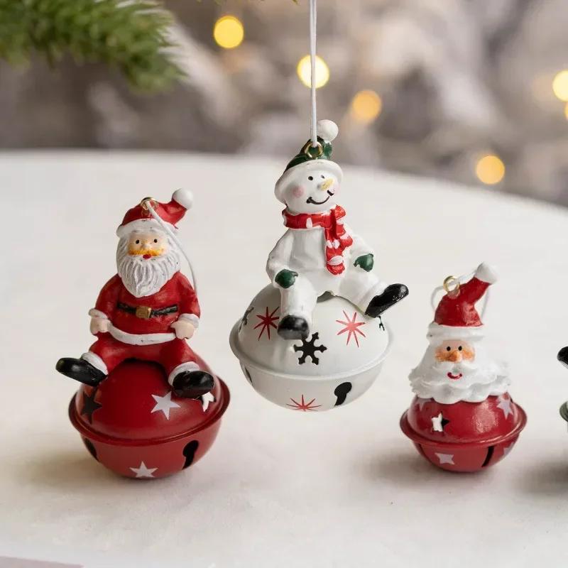 Christmas New Product Iron Art Christmas Bell Old Man Snowman Elk Bell Pendant Christmas Tree Decoration Christmases Decorations