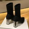 Fashion Booties Sock Black Woman Short Shoes Elastic Ankle Boots for Women Trend 2024 Large Size Warm Chic and Elegant Sale Autumn Pu 39