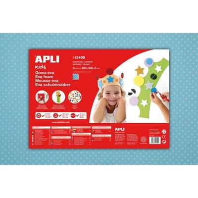 Apli 1 Sheet of Rubber Foam Pocket - Blue Printed with White Circles