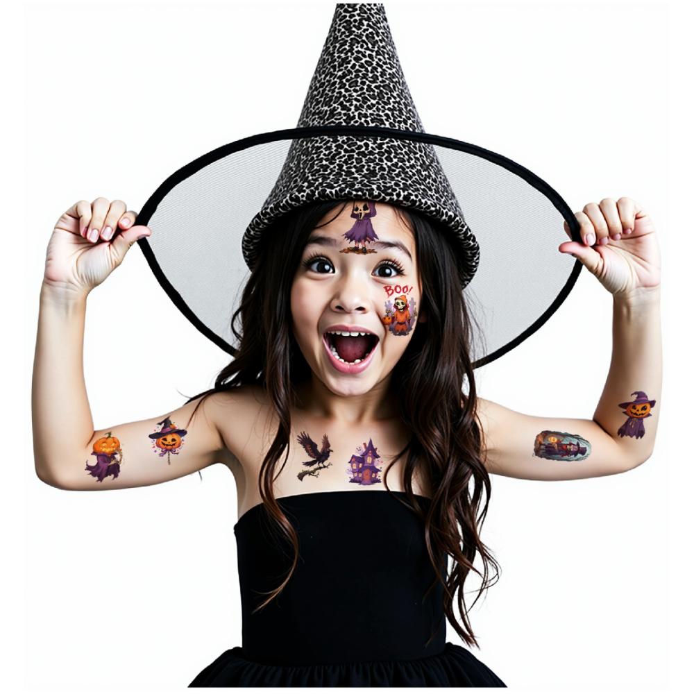 108 Pezzi Tatuaggi Temporanei Adesivi Strega Adesivi Zucca Fumetto Adesivi Halloween Per Uomini Ragazzi Bambini
