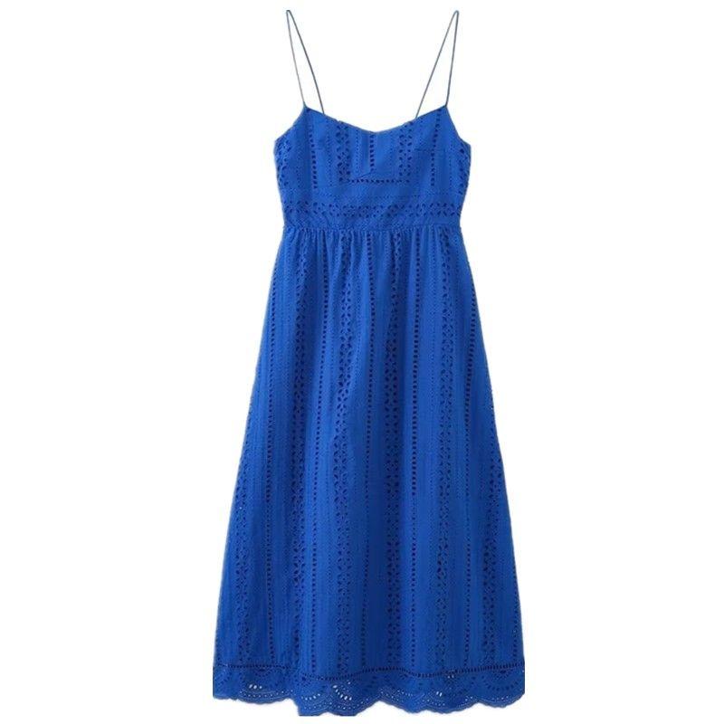 

Женское модное платье-корсет с V-образным вырезом и вышивкой Blue XS