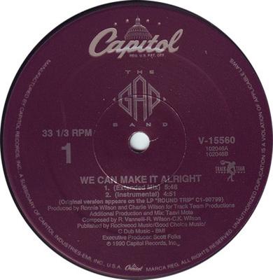 12inch Record GAP BAND - We Can Make It Alright V15560 Capitol Records 1990 US Rap & Hip-Hop/R&B Used