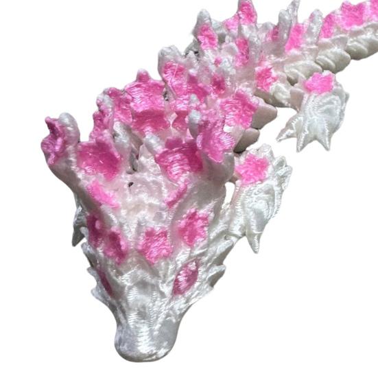 3D-printad Körsbärsblommadrake Figurin Rörliga Leder Blommande Drakstaty Stresslindring Fidget-leksak Skrivbordsdekoration Prydnad