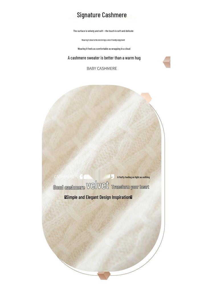 Women's Cashmere Cable Knit Sweater - Loose Fit, Double-Strand, Half-High Collar, Solid Color, Short Style, Perfect for Autumn and Winter