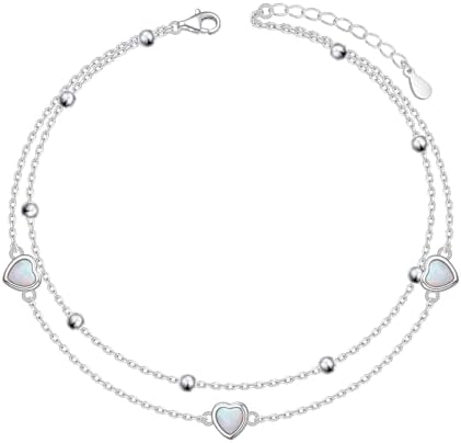 Flyow Women's Anklet Evil Eye Turquoise Infinity Heart Lotus Layered Foot Chain Adjustable Summer Beach Ankle Bracelet Jewelry Gift
